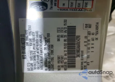 2010 Mercury Milan Premier z USA, uszkodzony, nr VIN 3MEHM0JA6AR654290